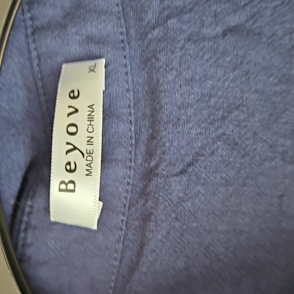 Beyove Blue Button Down Tunic Xl - Picture 3 of 4